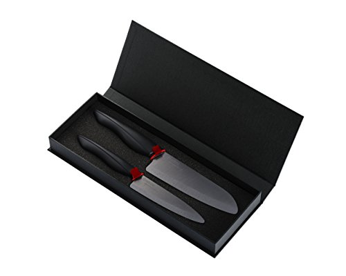 Kyocera SHIN Geschenkset Keramik Gemüse-& Santoku Messer | Z212 Klingen sind 2x so scharf wie andere Kyocera Messer | ergonomischer Griff | extrem scharfe Küchenmesser | Kochmesser Profi Messer von Kyocera