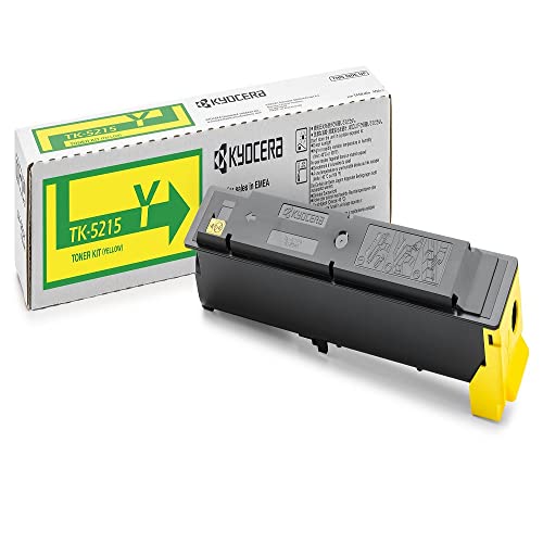 Kyocera TK-5215Y Toner Gelb. Original Tonerkartusche 1T02R6ANL0. Toner Drucker kompatibel für TASKalfa 406ci. Drucker Toner für bis zu 15000 Seiten von Kyocera Mita