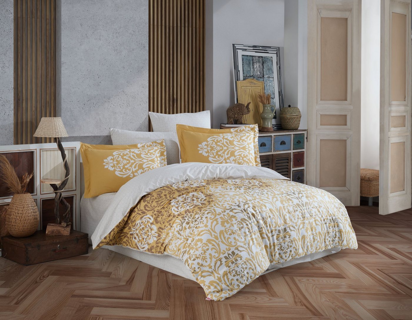 Bettdecke + Kopfkissen, HBY4825, Gold, 100% Baumwollpoplin, L'Essentiel Linge de Maison von L'Essentiel Linge de Maison