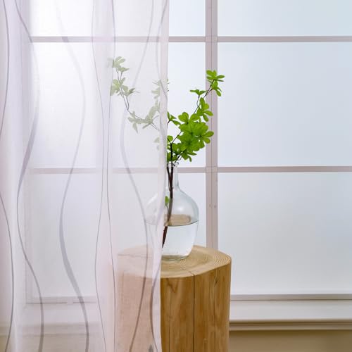 L.Z.E Vorhänge Weiß Grau für Wohnzimmer, Gardinen Weiss Hellgrau mit Ösen, Transparent Gardine Vorhang für Schlafzimmer Fenster, 2er Set Leinenoptik Schals Modern 245 cm Lang L.Z.E Vorhänge Weiß Grau für Wohnzimmer, Gardinen Weiss Hellgrau mit Ösen, Transparent Gardine Vorhang für Schlafzimmer Fenster, 2er Set Leinenoptik Schals Modern 245 cm Lang von L.Z.E
