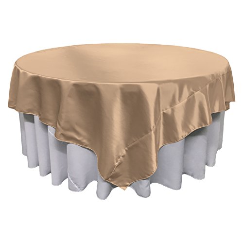 LA Linen Satin-Tischdecke, quadratisch, 183 x 183 cm, Taupe von LA Linen