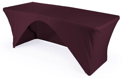 LA Linen Open Back Spandex Tablecloth for a 8-Foot Rectangular Table, 96 by 30 by 30-Inch, Eggplant von LA Linen