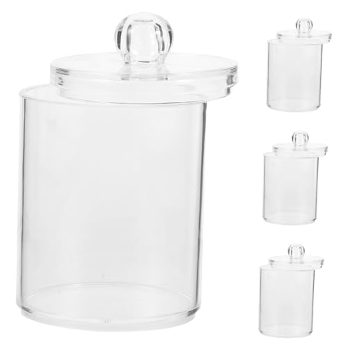 LABRIMP 4 Stück Wattebauschhalter Wattestäbchenbehälter Badezimmerglas Wattebauschbehälter Gläser Für Die Badezimmeraufbewahrung Wattepadhalter Kleine Plastikgläser Klares Glas von LABRIMP