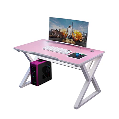 Home Desk Ecktisch Schreibtisch I-förmiger Computertisch, Home-Office-Schreibtisch Extra großer moderner ergonomischer PC-Laptop-Gamer-Tisch-Arbeitsplatz,Pink-L 120CM von LAMEDOAT