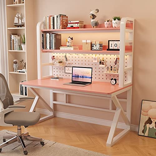 LAMEDOAT Computertisch mit Regalen und Stecktafel 39 Zoll, Heimbüro, moderner Studentenschreibtisch/Arbeitsplatz, einfach zu montieren, Pink von LAMEDOAT