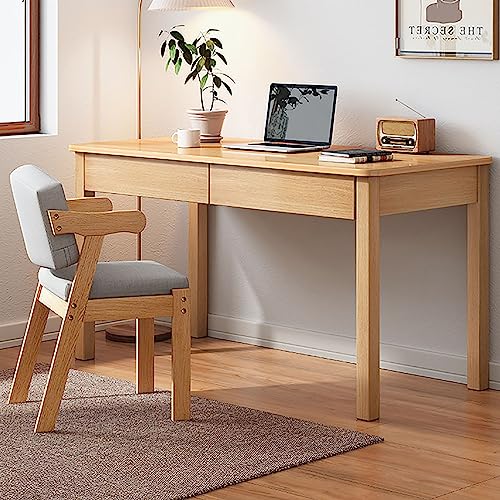 LAMEDOAT Moderner Computertisch mit 2 Schubladen, Home-Office-Schreibtisch, Arbeitsstation, Arbeitstisch für kleinen Raum, Massivholz-PC-Arbeitstisch für die Arbeit von zu Hause aus (80 x 50 x 75 cm) von LAMEDOAT