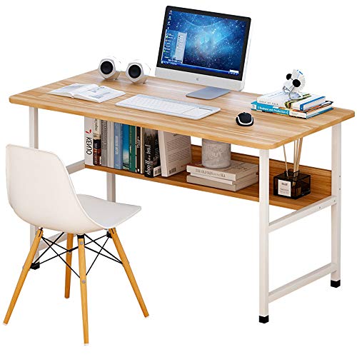 LAMEDOAT Schreibtisch, Computertisch, Heimbüro-Schreibtisch, moderner, einfacher Studenten-Schreibtisch, PC-Laptop-Schreibtisch, Schreibtisch mit Bücherregal für Schlafzimmer, Wohnzimmer, Schreibtisc von LAMEDOAT