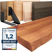 Lamomanufaktur - lamo Manufaktur Wandregal Holz Baumkante, Holzregal Basic, Dunkel / Schwarz 60cm, LW-01-A-004-60LS von LAMOMANUFAKTUR