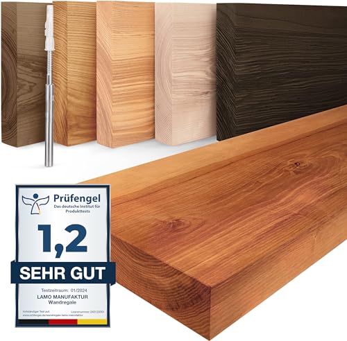 LAMO Manufaktur Wandregal Holz Gerade | Regal Farbe: Dunkel | Invisible: Schweberegal | 60 cm von LAMO