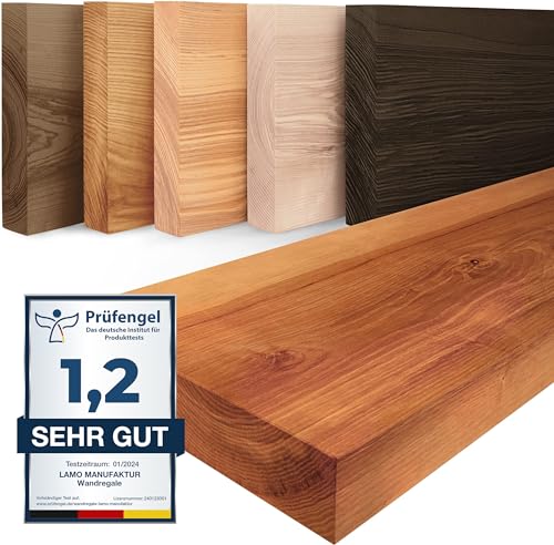 LAMO Manufaktur Wandregal Holz Gerade | Regal Farbe: Dunkel | Pure: ohne Montage Set | 80 cm von LAMO