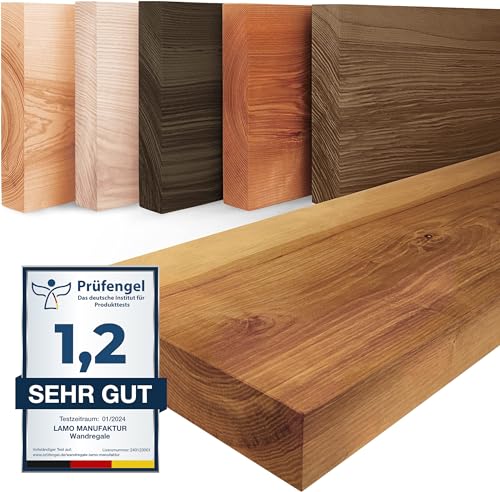 LAMO Manufaktur Wandregal Holz Gerade | Regal Farbe: Rustikal | Pure: ohne Montage Set | 120 cm von LAMO