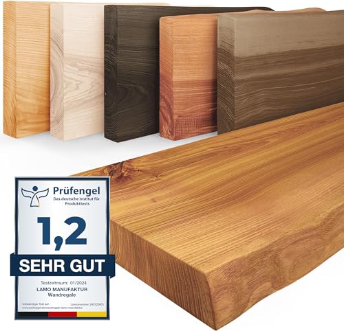 Lamo Manufaktur Wandregal Holz Baumkante | Regal Farbe: Rustikal | Pure: ohne Montage Set | 80 cm von LAMO