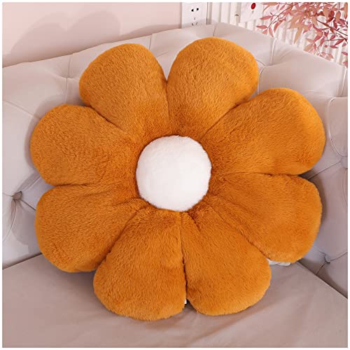 LANFIRE Blume Plüsch Kissen Bodenkissen Dekoratives Blumenkissen Sitzkissen Schlafsofa Kissen Möbel Innenkissen (40CM, Braun weiß) von LANFIRE