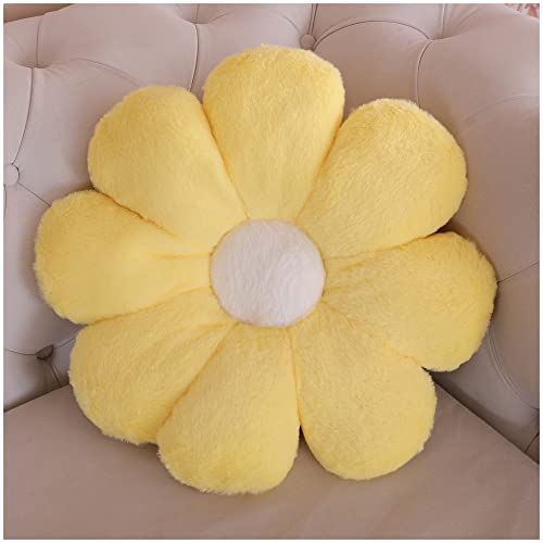 LANFIRE Blume Plüsch Kissen Bodenkissen Dekoratives Blumenkissen Sitzkissen Schlafsofa Kissen Möbel Innenkissen (40CM, Gelb weiß) von LANFIRE