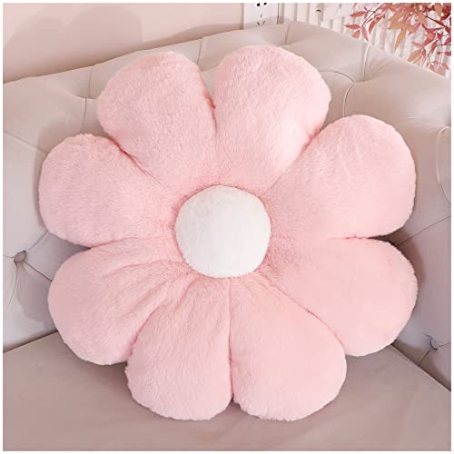 LANFIRE Blume Plüsch Kissen Bodenkissen Dekoratives Blumenkissen Sitzkissen Schlafsofa Kissen Möbel Innenkissen (50CM, Rosa weiß) von LANFIRE