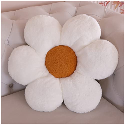 LANFIRE Blume Plüsch Kissen Bodenkissen Dekoratives Blumenkissen Sitzkissen Schlafsofa Kissen Möbel Innenkissen (60CM, Weiß) von LANFIRE