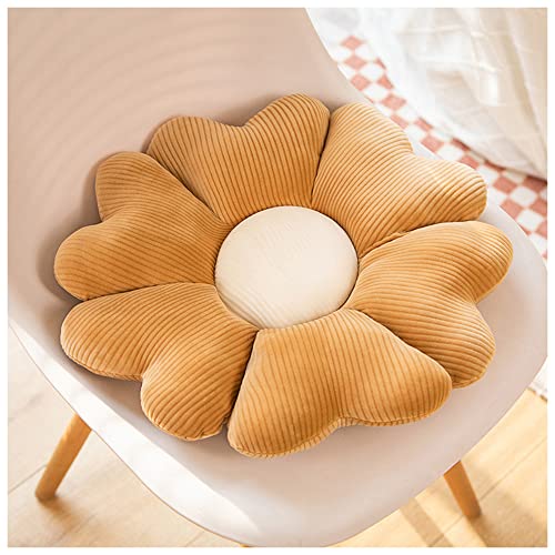 LANFIRE Blume Plüsch Kissen Kissen Bodenkissen Dekoratives Blumenkissen Sitzkissen Rückenlehnenkissen Schlafsofa Kissen (30CM, Brown White) von LANFIRE