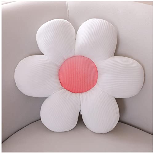 LANFIRE Blumen-Überwurfkissen, Sitzkissen, Bodenkissen, Blumenform, Bett, Sofa, Stuhl, Überwurfkissen (40 * 40 cm, White Pink) von LANFIRE