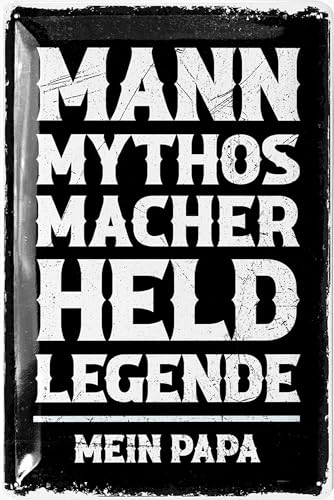 LANOLU Retro Blechschild Papa Geschenk - MANN MYTHOS HELD mein PAPA - Geschenke für Papa - Bester Papa Schild - Werkstatt Schild zum Geburtstag, Vatertag oder Weihnachten, 20x30 cm von LANOLU