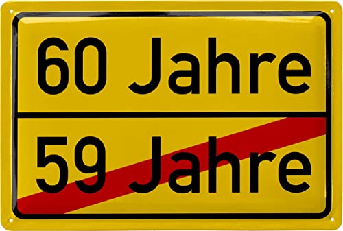 LANOLU Retro Blechschild 60 Geburtstag Schild - 60 Jahre Ortsschild - Alternative zur Geburtstagskarte 60 - witziges Geschenk 60 Geburtstag Mann, 20x30cm von LANOLU