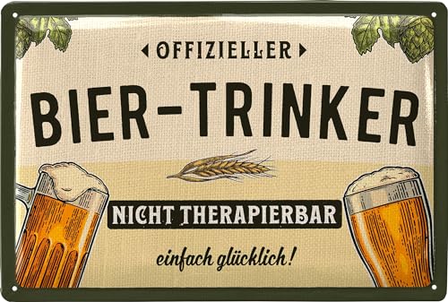 LANOLU Retro Blechschild Bier - Offizieller BIER-TRINKER -Partykeller Deko, vintage Bar Dekoration, 20x30cm von LANOLU
