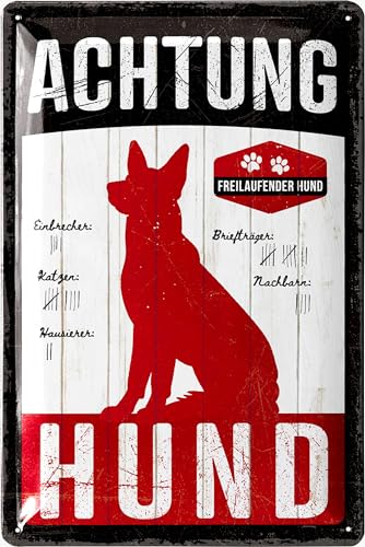 LANOLU Retro Blechschild Warnung vor dem Hund Schilder, retro Blechschild vorsicht Hund Schild, Achtung Hund Schild lustig, Warnschild Hund, Metallschilder mit Sprüchen, 20x30cm von LANOLU