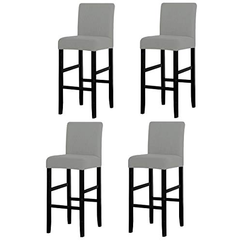 LANSHENG Bar Stuhlhussen, Stretch Abnehmbarer waschbarer Stuhl Schonbezug für Short Swivel Dining Chair Rückenlehne Barhocker Stuhl (Hellgrau,4 Stück) von LANSHENG