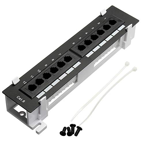 LAPOOH Netzwerkwerkzeug-Set, 12 Anschlüsse, CAT6-Patchpanel, RJ45-Netzwerk-Wandhalterung, Rack mit Oberflächenwandhalterung von LAPOOH