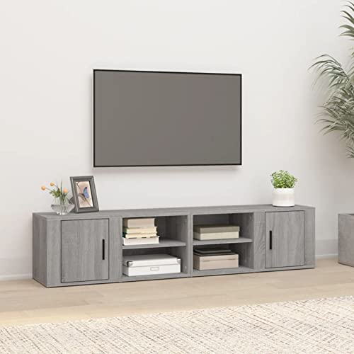 LAPOOH TV-Schränke 2 STK Tv Board, Tv Lowboard, Tv Tisch, Fernsehschrank, Fernsehtisch, Kommode, Sideboard Wohnzimmer, Tv Sideboard, Grau Sonoma 80x31,5x36 cm Holzwerkstoff von LAPOOH