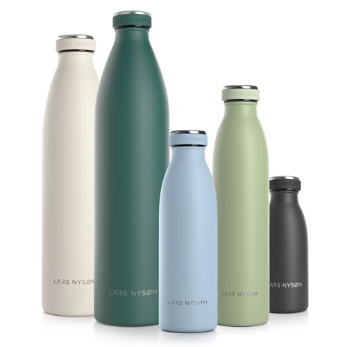 LARS NYSØM Edelstahl Trinkflasche 350ml, 500ml, 750ml, 1L, 1 5 liter | BPA-Frei Thermosflasche Kohlensäure geeignet | Auslaufsichere Wasserflasche für Sport, Outdoor, Schule (Baby Blue, 500ml) von LARS NYSØM