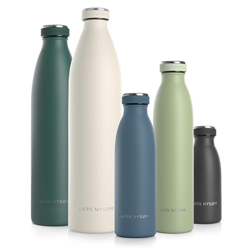 LARS NYSØM Edelstahl Trinkflasche 350ml, 500ml, 750ml, 1L, 1 5 liter | BPA-Frei Thermosflasche Kohlensäure geeignet | Auslaufsichere Wasserflasche für Sport, Outdoor, Schule (Blue Stone, 500ml) von LARS NYSØM