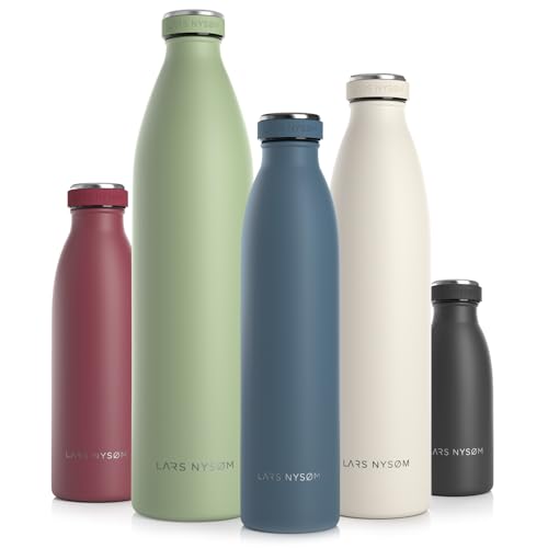 LARS NYSØM Edelstahl Trinkflasche 350ml, 500ml, 750ml, 1L, 1 5 liter | BPA-Frei Thermosflasche Kohlensäure geeignet | Auslaufsichere Wasserflasche für Sport, Outdoor, Schule (Blue Stone, 750ml) von LARS NYSØM