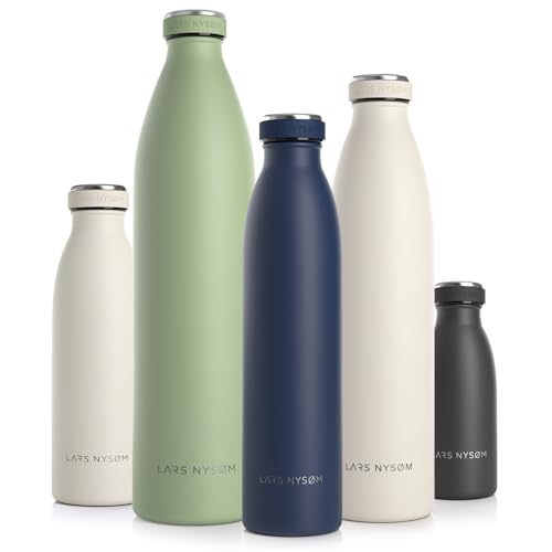 LARS NYSØM Edelstahl Trinkflasche 350ml, 500ml, 750ml, 1L, 1 5 liter | BPA-Frei Thermosflasche Kohlensäure geeignet | Auslaufsichere Wasserflasche für Sport, Outdoor, Schule (Navy Blue, 750ml) von LARS NYSØM