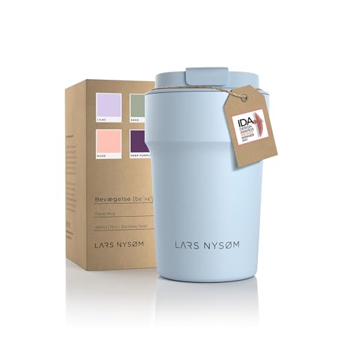 LARS NYSØM Thermo Kaffeebecher-to-go 380ml | BPA-freier Travel Mug 0.38 Liter mit Isolierung | Auslaufsicherer Edelstahl Thermobecher für Kaffee und Tee unterwegs | Teebecher (Baby Blue, 380ml) von LARS NYSØM