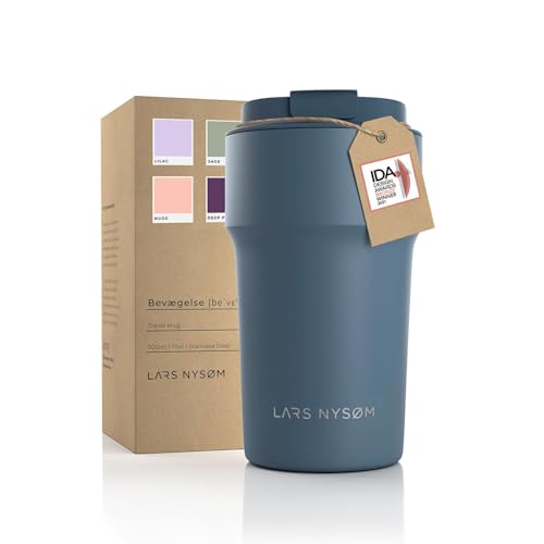 LARS NYSØM Thermo Kaffeebecher-to-go 500ml | BPA-freier Travel Mug 0.5 Liter mit Isolierung | Auslaufsicherer Edelstahl Thermobecher für Kaffee und Tee unterwegs | Teebecher (Blue Stone, 500ml) von LARS NYSØM