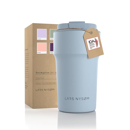 LARS NYSØM Thermo Kaffeebecher-to-go 500ml | BPA-freier Travel Mug 0.5 Liter mit Isolierung | Auslaufsicherer Edelstahl Thermobecher für Kaffee und Tee unterwegs | Teebecher (Baby Blue, 500ml) von LARS NYSØM