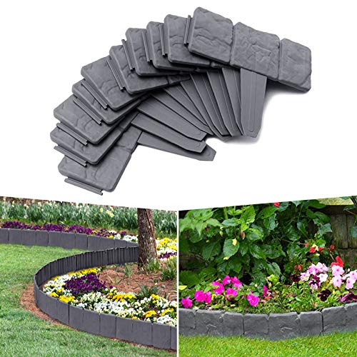 LARS360 10m Palisade Anthrazit mit Steinmuster Beetumrandung Rasenkante Gartenpalisade aus Kunststoff Beeteinfassung Gartenrandkante 1 Element B x H x T: 25 x 23 x 1 cm von LARS360