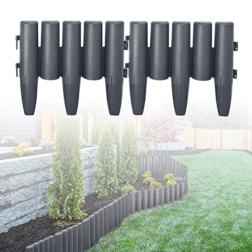 LARS360 16,8m Rasenkante Kunststoff Holzoptik Beeteinfassung Mähkante Garden Border Wetterfest Gartenpalisade Beetzaun 1 Element (L x H): 28 x 24cm Anthrazit von LARS360