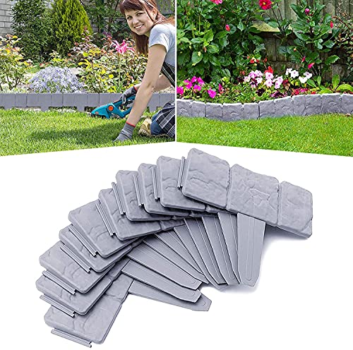 LARS360 17,5m Palisade Grau mit Steinmuster Beetumrandung Rasenkante Gartenpalisade aus Kunststoff Beeteinfassung Gartenrandkante 1 Element B x H x T: 25 x 23 x 1 cm von LARS360