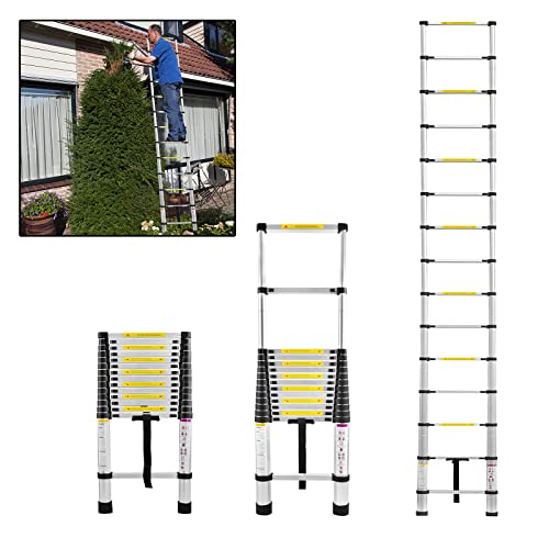 LARS360 4.4M Teleskopleiter Multifunktionsleiter Schwarz Ausziehleiter Anlegeleiter Mehrzweckleiter Ausziehbare Leiter 15 Stufe Stehleiter aus Hochwertigem Aluminium Belastbarkeit 150KG von LARS360