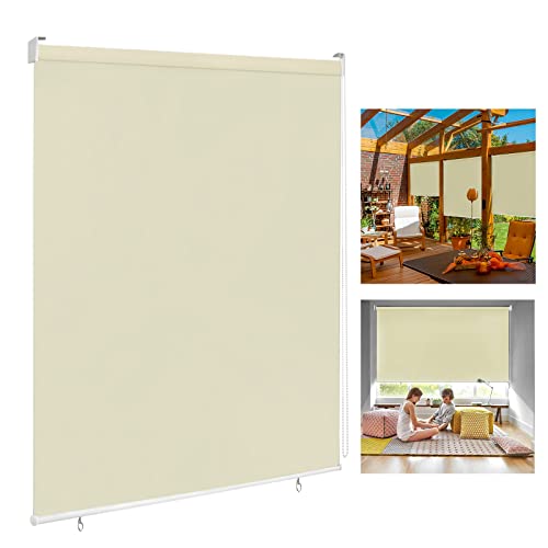 LARS360 Außenrollo Balkon Außenrollo Senkrechtmarkise Rollo Beschattung Balkonrollo Sichtschutzrollo Außensonnenschutz Sonnenschutz UV-Schutz (100 x 140 cm, Beige) von LARS360