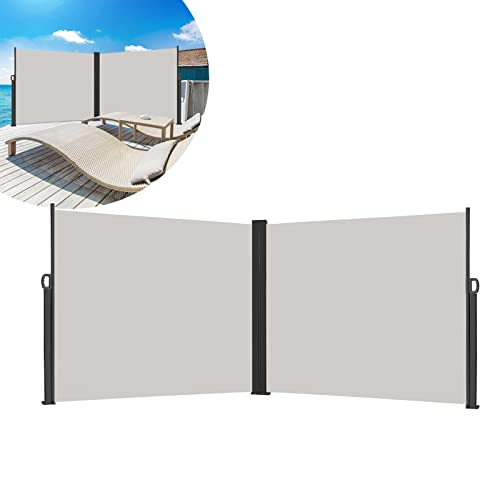 LARS360 Seitenmarkise Ausziehbar Sichtschutz Windschutz, Seitenwandmarkise Markisenstoff für Balkon und Terrasse, Seitenmarkise Balkon mit Bodenmontage, (160x600cm, Grau) von LARS360