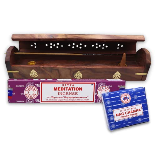 Räucherstäbchen Starter Set, Original Satya Räucherstäbchen Starter Paket, LAVISA Mischung, Satya Räucherkegel, Räucherwerk, Räucherstäbchen Halter (Räucherstäbchen Starterpaket) von LAVISA