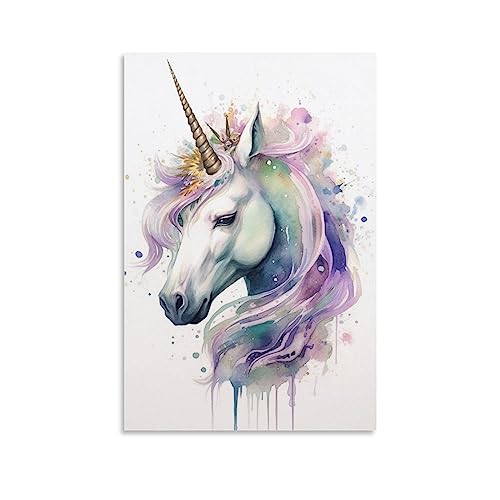 LAVIYE Märchen Einhorn Leinwand Wandkunst für Schlafzimmer Glam Tier Einhorn Thema Wanddekoration Poster für Zimmer von LAVIYE