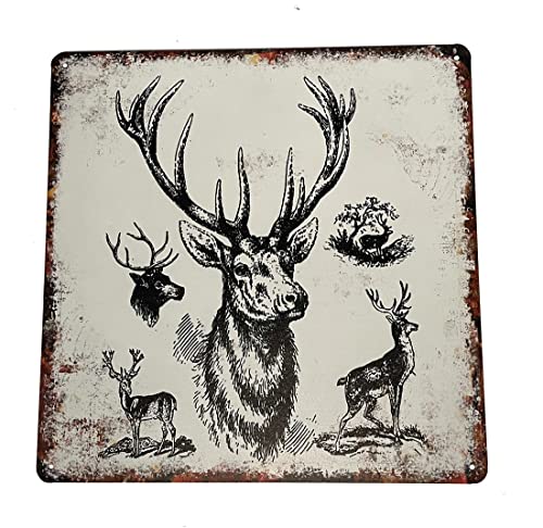 LB H&F Blechschild Blech Schild Hirsch REH Metall Weihnachten Weihnachtsdeko 30x30cm von LB H&F