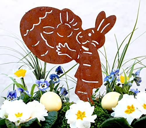 LB H&F Osterhase Gartendeko Rost Ostern Osterei Frühling Deko Garten (Osterdeko ROST) von LB H&F