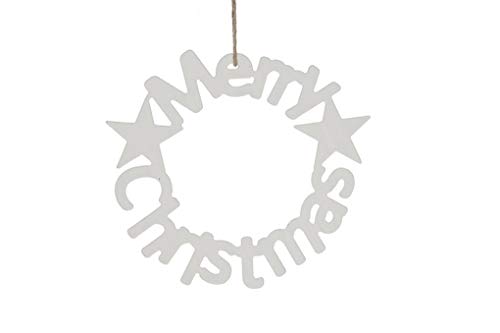 LB H&F Türhänger Merry Christmas Weihnachten Türanhänger Advent Türkranz Holzhänger zum Aufhängen Weihnachtsdeko Weiss Holz DK von LB H&F