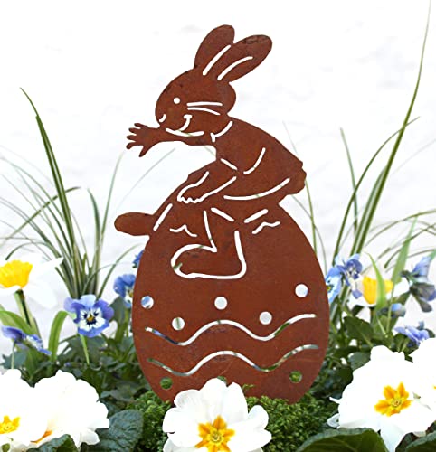 Osterhase Gartendeko Rost Ostern Osterei Frühling Deko Garten (Osterhase Leo) von LB H&F