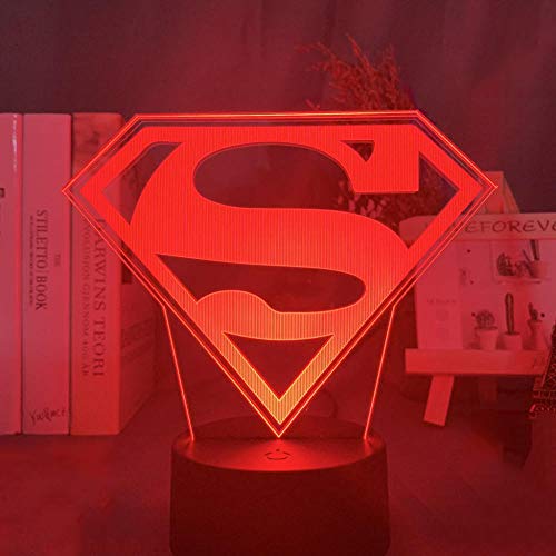 3D Illusion Nachtlicht Wunder Superman Logo Illusion Light Kinderzimmer Dekoration Farbwechsel Licht Geburtstag Geburtstagsgeschenk-16 Farben mit Fernbedienung von Lbvrgg