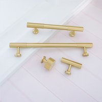 Gold Gebürstet Knäufe Massiv Messing Schublade Kabinett Griffe Moderne Garderobe Griff Küchen Beschläge lbfeel 3 "3, 78 "4"5"6, 3" von LBFEEL